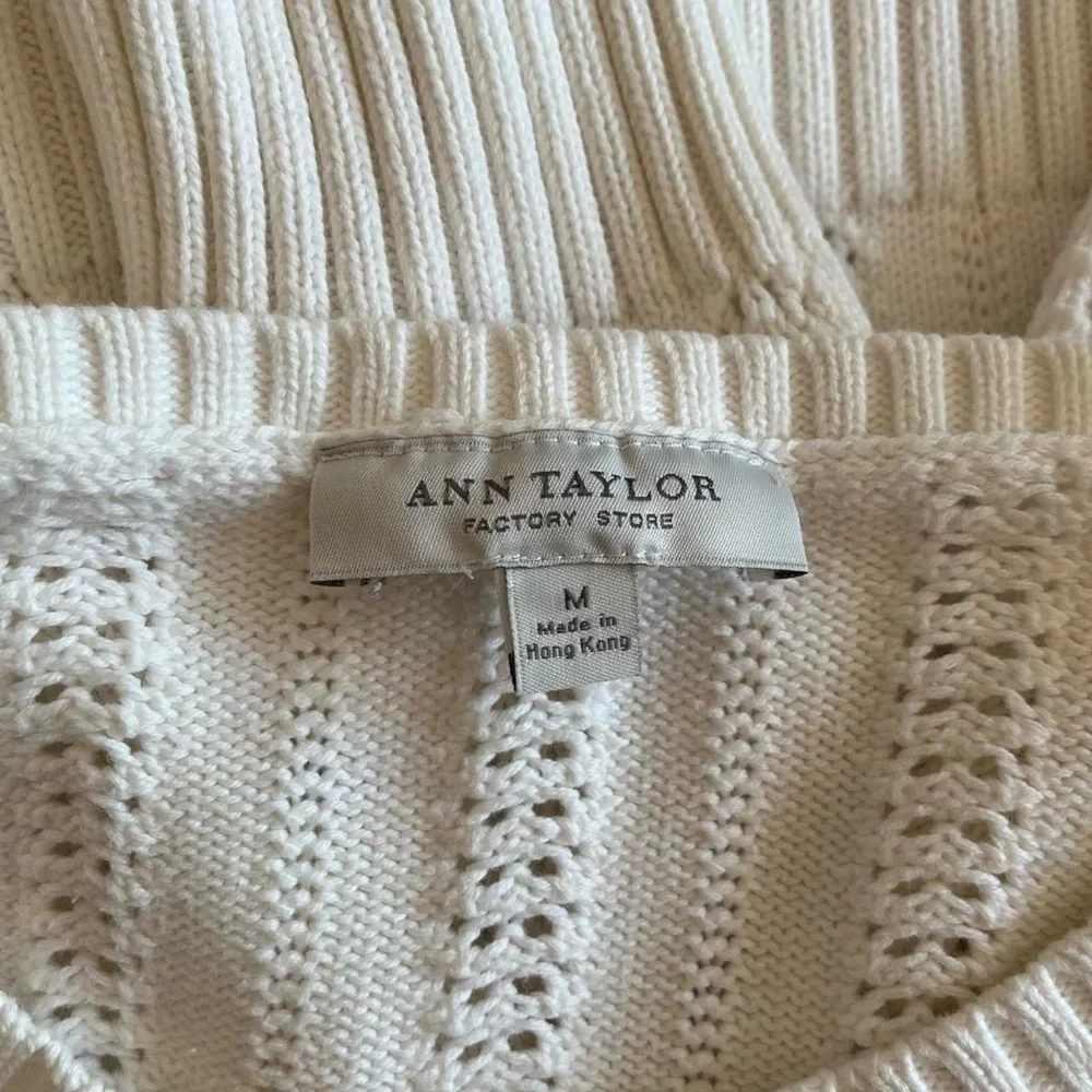 Coquette White Pointelle Crochet Knit Sweater Top Girly Lolita Lace Preppy M - Picture 8 of 10